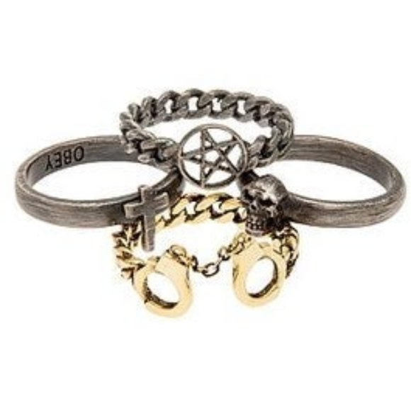OBEY Sinful Stack Rings Set sz 8 - Picture 1 of 8